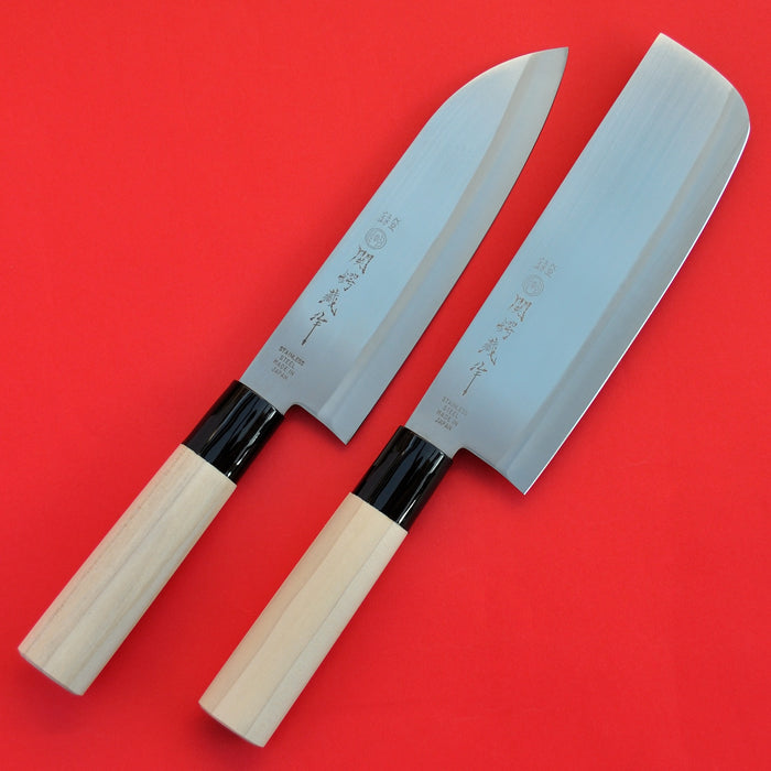 Santoku + Nakiri couteaux en acier inoxydable 165mm Japon