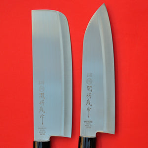 Gros plan Couteau de cuisine Santoku + Nakiri Acier inoxydable 165mm Japon japonais 