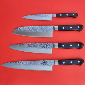 Messerset 4 KAI gehämmert Edelstahl GYUTO SANTOKU IMAYO alle 4 Messer Rückseite