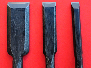 Close-up Grande plano 3 SENKICHI Cinzel Formões oire nomi 9mm 15mm 24mm cinzéis Japão Japonês ferramenta carpintaria