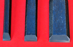 Primer plano Conjunto SENKICHI Cinceles de madera oire nomi 9mm 15mm 24mm Japón Japonés herramienta carpintería